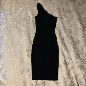 Princess Polly Fitted Black One Shoulder Mini Dress